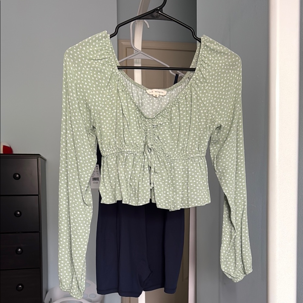 Green Polka Dot Women's Top